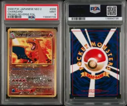 CHARIZARD 2000 Pocket Monsters Pokemon Japanese NEO 2 Reverse Holo PSA 9 Swirl - Image 1