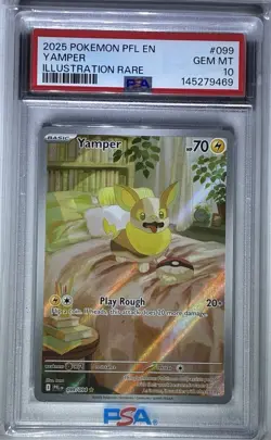 2025 Pokemon TCG Phantasmal Flames Yamper IR 099/094 Holo PSA 10 GEM MINT - Image 1