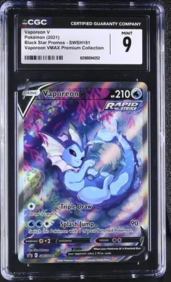 CGC 9 VAPOREON V SWSH181 BLACK STAR PROMO VMAX PREMIUM COLLECTION POKEMON MINT - Image 1