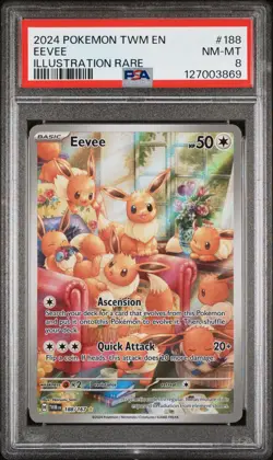 2024 POKEMON TWM EN-TWILIGHT MASQUERADE ILLUSTRATION RARE #188 EEVEE PSA 9 - Image 1