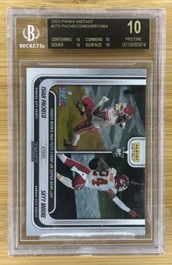 🔥 2023 Panini Instant #275 RC Isiah Pacheco/ Moore BGS BLACK LABEL Pristine 10 - Image 1