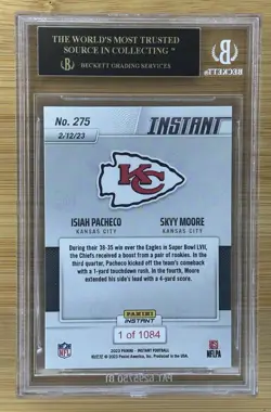 🔥 2023 Panini Instant #275 RC Isiah Pacheco/ Moore BGS BLACK LABEL Pristine 10 - Image 2