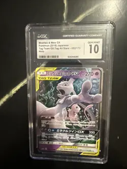 Mewtwo & Mew Gx Japanese Tag Team All Star 052/173 Holo CGC Gem Mint 10 - Image 2