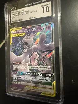 Mewtwo & Mew Gx Japanese Tag Team All Star 052/173 Holo CGC Gem Mint 10 - Image 3