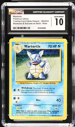 Wartortle 002/034 Trading Card Game Classic Holo CGC Gem Mint 10 Pokemon English - Image 1
