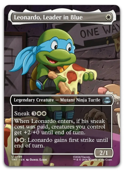 Leonardo, Leader in Blue (Borderless) #196 (NM) TMT Magic MTG - Image 1