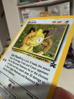 Pokemon TCG Meowth 10 WOTC Black Star Promo Cosmos Holo W/ SWIRL - Image 3