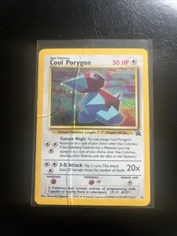 Cool Porygon 15/53 WOTC Promo Holo HP Creased Water Damage Pokemon Card - Image 1