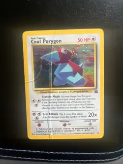 Cool Porygon 15/53 WOTC Promo Holo HP Creased Water Damage Pokemon Card - Image 3