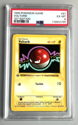 Pokemon Card 1999 Base Set VOLTORB 67/102 1st Edition PSA 6 - Image 1