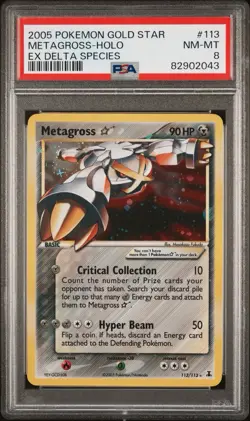 Pokemon 2005 EX Delta Species Gold Star #113 Metagross-Holo PSA 8 - Image 3