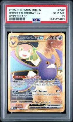2025 POKEMON EN-DESTINED RIVALS HYPER RARE TEAM ROCKET'S CROBAT EX 242 PSA 10 - Image 1