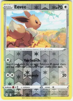 Eevee Reverse Holo Pokemon SWSH07: Evolving Skies 125/203 NM - Image 1