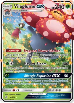 Vileplume GX Holo Pokemon SM Cosmic Eclipse 4/236 NM - Image 1