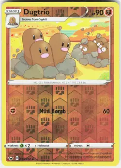 Dugtrio Reverse Holo Pokemon SWSH01: Sword & Shield Base Set 093/202 NM - Image 1