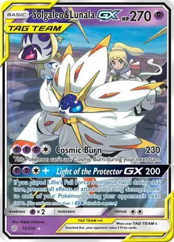 Solgaleo & Lunala GX Holo Pokemon SM Cosmic Eclipse 75/236 NM - Image 1