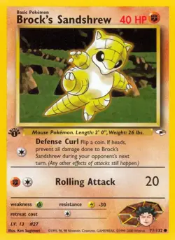 Brock's Sandshrew 71 Pokemon Gym Heroes 071/132 NM - Image 1