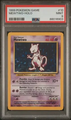 PSA 9 Pokemon TCG Mewtwo Base Set 10/102 Holo Unlimited Holo Rare Mint - Image 2