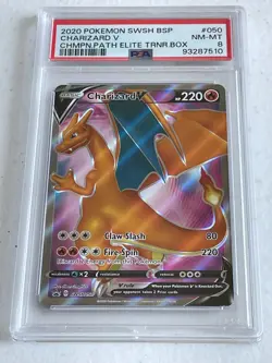 NM-MT Charizard V! PSA 8! 2020 Pokemon SWSH BSP Champions Path Elite Trainer 050 - Image 1