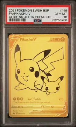 2021 POKEMON SWSH BLACK STAR PROMO #145 FULL ART/PIKACHU V PSA 10 - Image 1