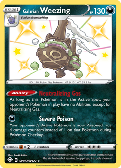 Galarian Weezing SV077/SV122 Shiny Rare Shining Fates Shiny Vault Pokemon NM - Image 1