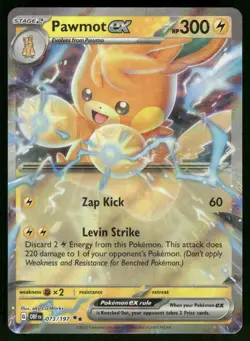 Pawmot ex 073/197 Double Rare Obsidian Flames Pokemon Holo Near Mint - Image 1