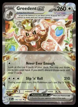 Greedent ex 179/197 Double Rare Obsidian Flames Pokemon Holo Near Mint - Image 1