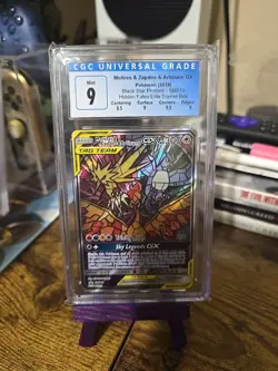 2019 Pokemon Moltres Zapdos Articuno GX SM210 Hidden Fates Promo CGC 9 - Image 1