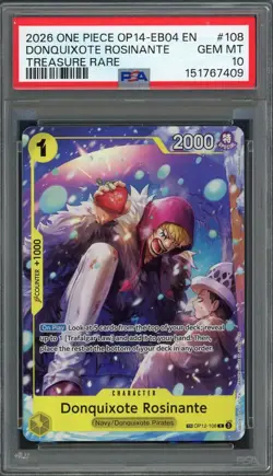 PSA 10 Donquixote Rosinante (TR) The Azure Sea's Seven OP12-108 EN One Piece B26 - Image 1