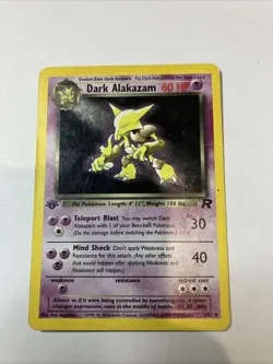 Dark Alakazam 1/82 Team Rocket Holo 1st Edition Small Crease - Image 1