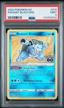 Pokemon 2022 Radiant Blastoise Holo PSA 9 Mint Card 018/078 Pokemon Go - Image 1