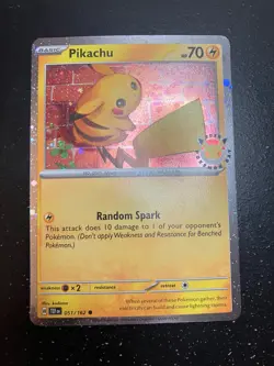Pokemon Pikachu Cosmos Holo Pokemon Day 51/152 + Coin, pin 2 more Pikachu cards - Image 2