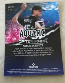 2025 Leaf Optichrome Noah Schultz Aquatic 1/1 White Sox - Image 2
