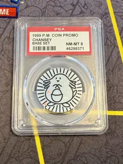1999 Vintage Pokemon Base Set Promo Holo Chansey coin PSA 8 Near Mint - Mint - Image 1