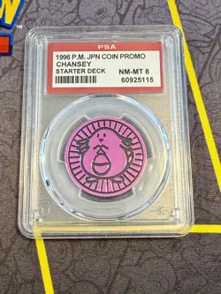 1996 Vintage Pokemon Starter Deck Promo pink Chansey coin PSA 8 Near Mint - Mint - Image 1