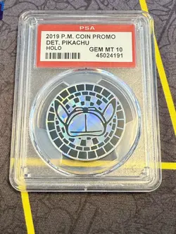 2019 Pokemon Promo Coin Detective Pikachu (HOLO) PSA 10 Gem mint - Image 1