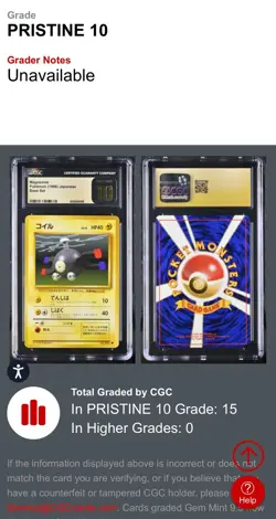 CGC PRISTINE 10 1996 POKEMON BASE SET JAPANESE #81 MAGNEMITE - Image 3