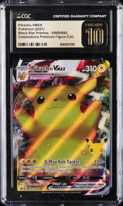 2021 POKEMON BLACK STAR PROMOS #SWSH062 PIKACHU VMAX CGC 10 PERFECT - Image 1