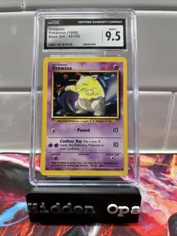 CGC Graded Mint+ 9.5 Drowzee Pokemon 1999 Base Set 49/102 - Image 1