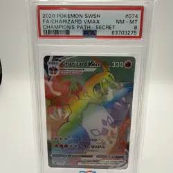 2020 POKEMON SWORD & SHIELD CHAMP'S PATH SECRET FULL ART/CHARIZARD VMAX PSA 8 - Image 1