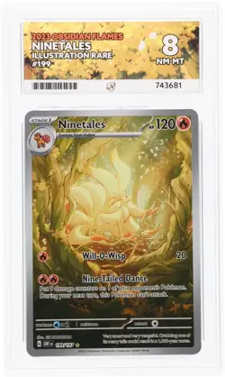Ninetales Illustration Rare 199/197 2023 Obsidian Flames Ace 8 NM-MT Pokemon TCG - Image 1