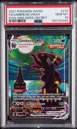 2021 POKEMON SWORD & SHIELD EVOLVING SKIES SECRET FULL ART/UMBREON VMAX PSA 10 - Image 1