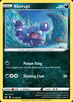 Pokemon Skorupi (121/267) Sword & Shield LP REVERSE HOLO - Image 1