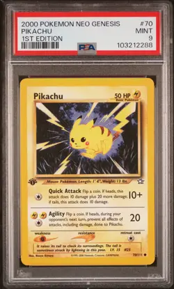 2000 POKEMON NEO GENESIS 1ST ED #70 PIKACHU PSA 9 - Image 1