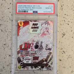 Namco Gum-Gum Fire-Fist Pistol Red Hawk Alternate Art Foil OP11-114 PSA 10 - Image 1