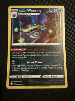 POKEMON TCG: GALARIAN WEEZING 042/072 SHINING FATES HOLO RARE NM - Image 1
