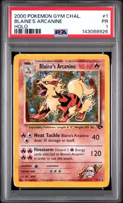 2000 POKEMON GYM CHALLENGE HOLO #1 BLAINE'S ARCANINE PSA 1 - Image 1