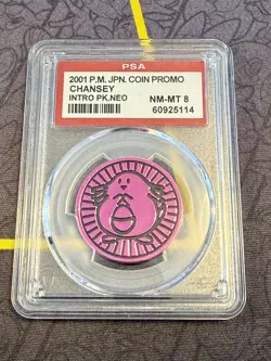 2001 Pokemon Intro Pack Neo pink Chansey coin PSA 8 Near Mint - Mint - Image 1