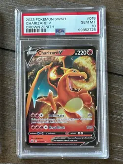 Pokemon Charizard V 018/159 Crown Zenith Ultra Rare Holo PSA 10 English 2023 - Image 1