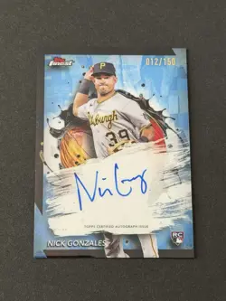 2024 Topps Finest Nick Gonzales Rc Rookie Auto Pittsburgh Pirates #FA-NG - Image 3